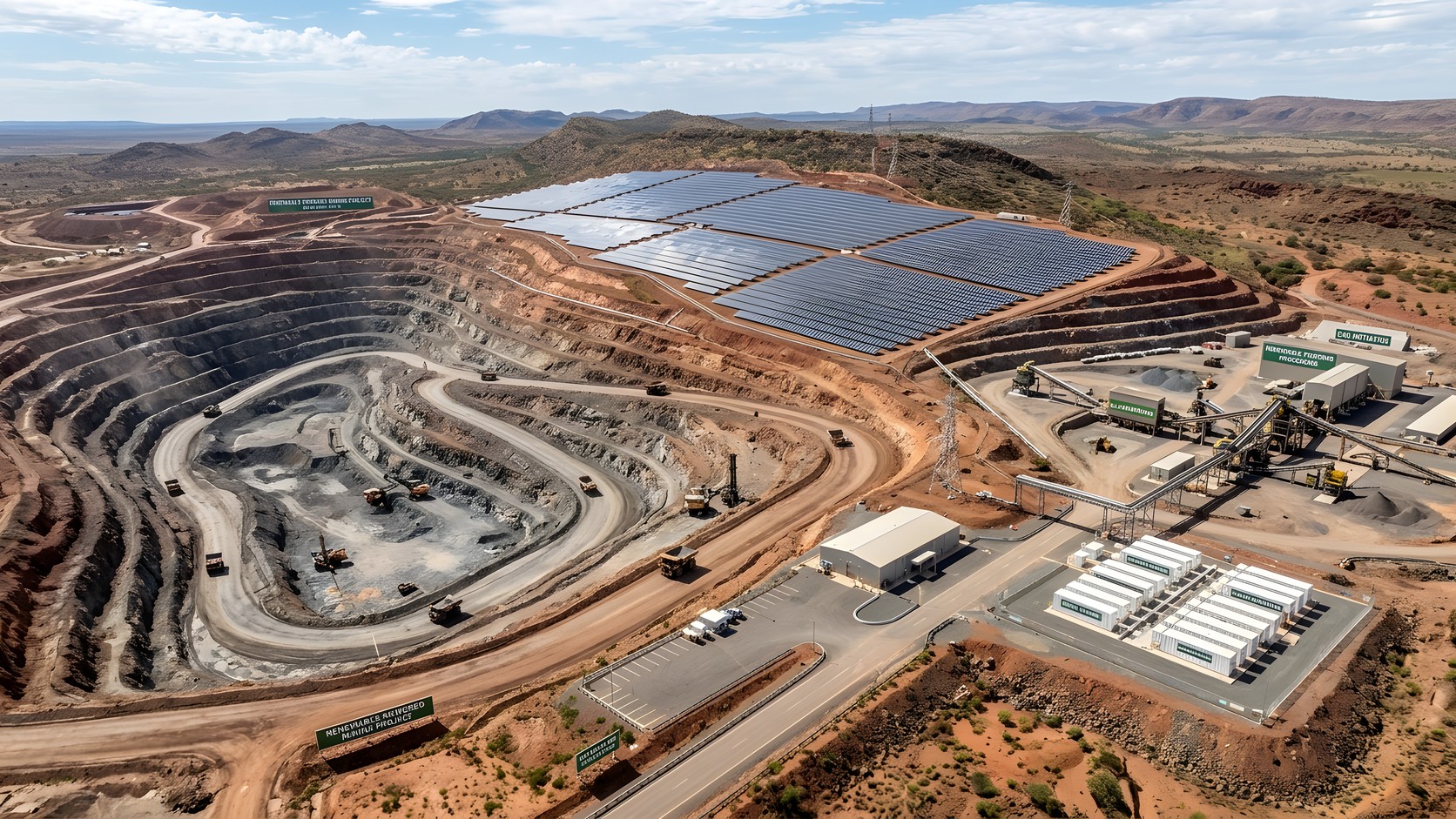 Open-pit mine with solar generation and energy infrastructure