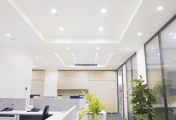 an office with recessed led lighting fixtures