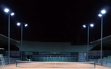Outdoor LED lights on tennis courts